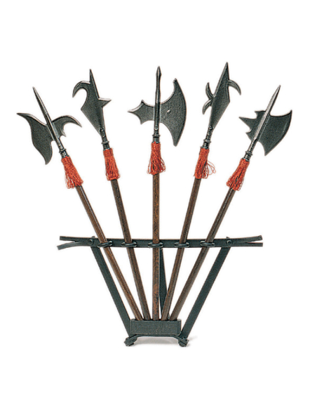 Set of 5 medieval halberds with...