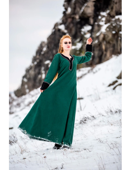 Freya long Viking dress, green