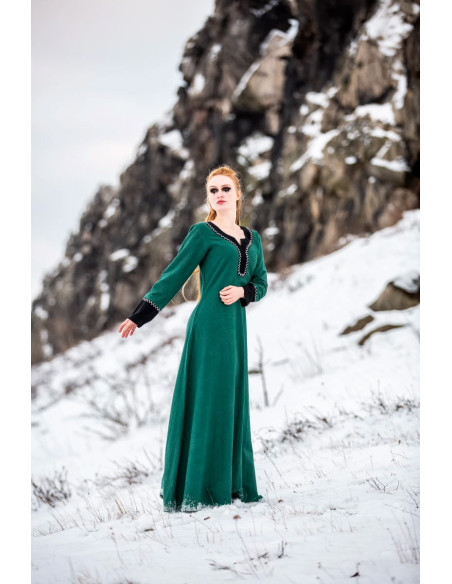 Freya long Viking dress, green