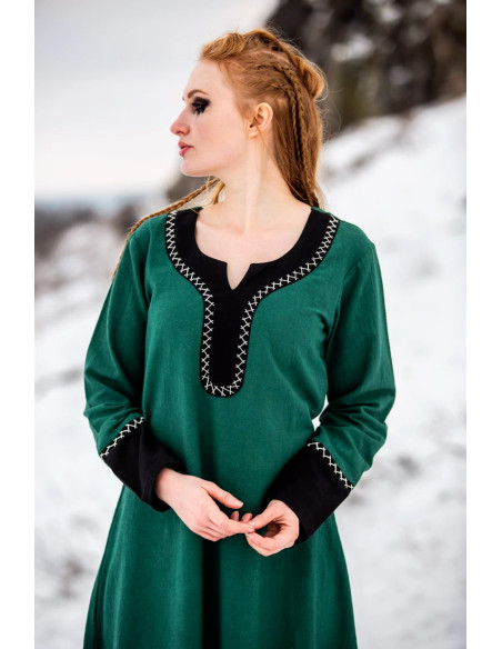 Freya long Viking dress, green