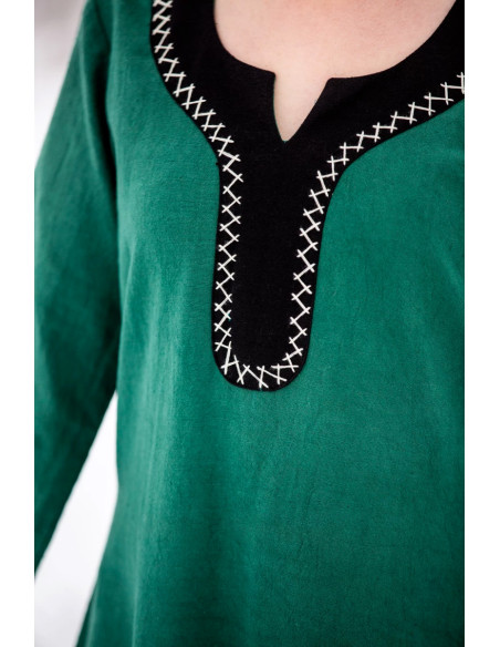 Freya long Viking dress, green