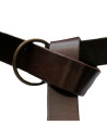 Leather belt with ring, dark brown