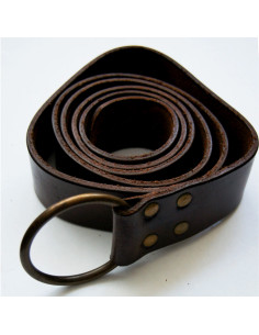 Leather belt with ring, dark brown 2