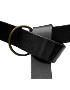 Leather belt with ring, black 2