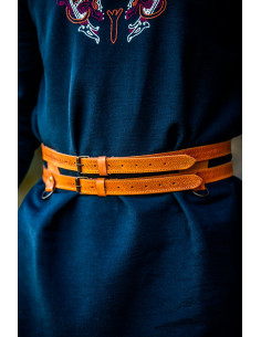 Viking double belt in light brown leather