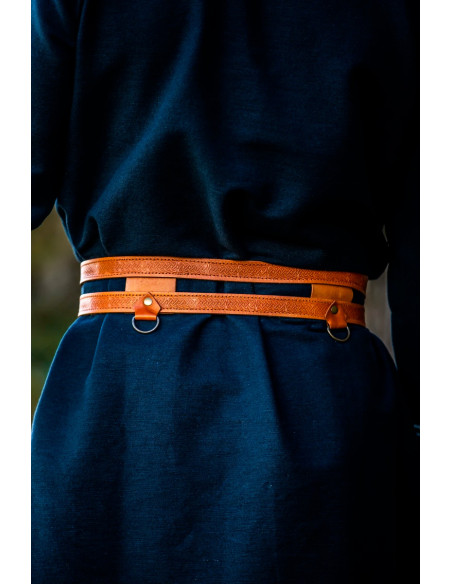 Viking double belt in light brown...