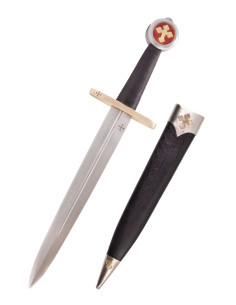 Medieval militia templi dagger with sheath, 42 cm.