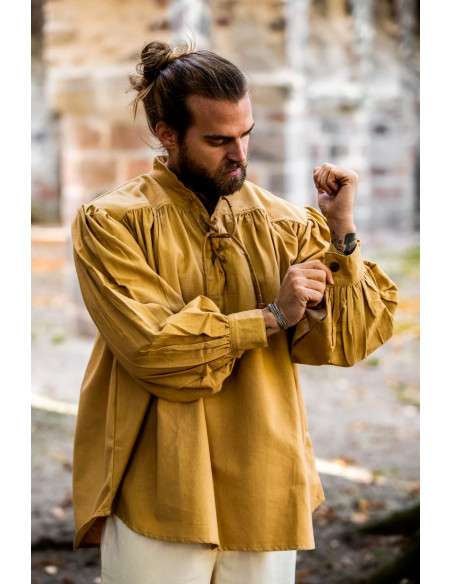 Medieval shirt with high neck laces,... Medieval shirt with high neck laces,...