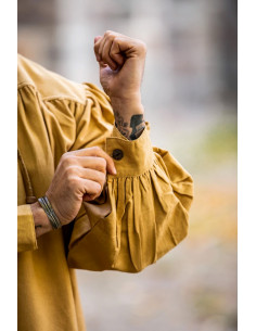 Medieval shirt with high neck laces, light brown 2