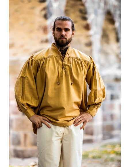 Medieval shirt with high neck laces,... Medieval shirt with high neck laces,...