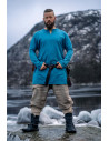 Viking linen tunic Ragnar model, blue color