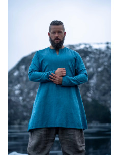 Viking linen tunic Ragnar model, blue color 2
