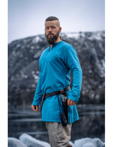 Viking linen tunic Ragnar model, blue...