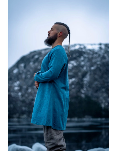 Viking linen tunic Ragnar model, blue...