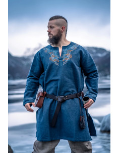 Snorri Viking tunic with Urnes style hand embroidery,...