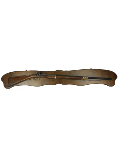 Medieval English long-barreled rifle with wall mount