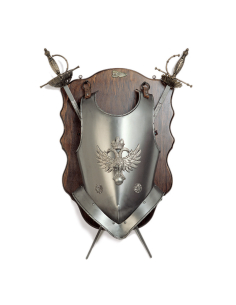 Wooden panoply with swords and eagle cuirass