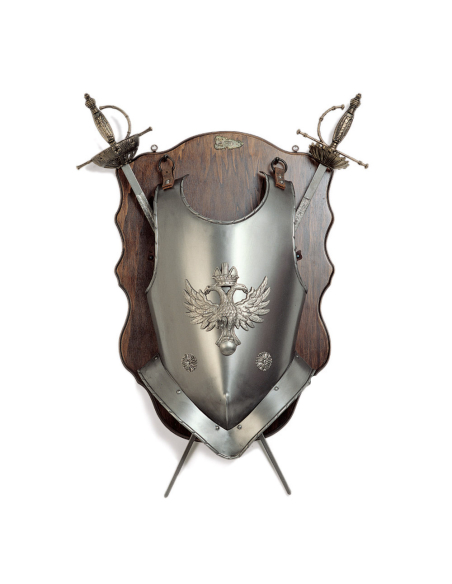 Wooden panoply with swords and eagle...