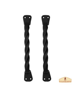Set of 2 medieval door handles braided in wrought iron 2