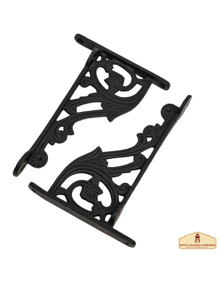 Set of 2 Medieval wrought iron shelf...