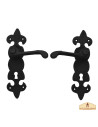Set of 2 fleur-de-lis handles for medieval wrought iron doors