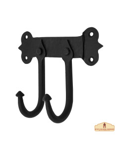 Support with 2 wrought iron wall hooks for hanging