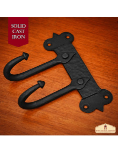 Support with 2 wrought iron wall hooks for hanging 2