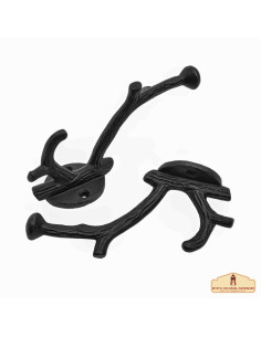 Set of 2 wall supports, branch type, wrought iron to hang
