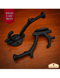 Set of 2 wall supports, branch type, wrought iron to hang 2