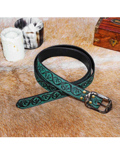 Medieval belt with floral design - green