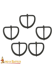 Set of 5 medieval Middle Ages hand-forged iron buckles