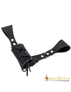 Medieval black leather baldric for left hand