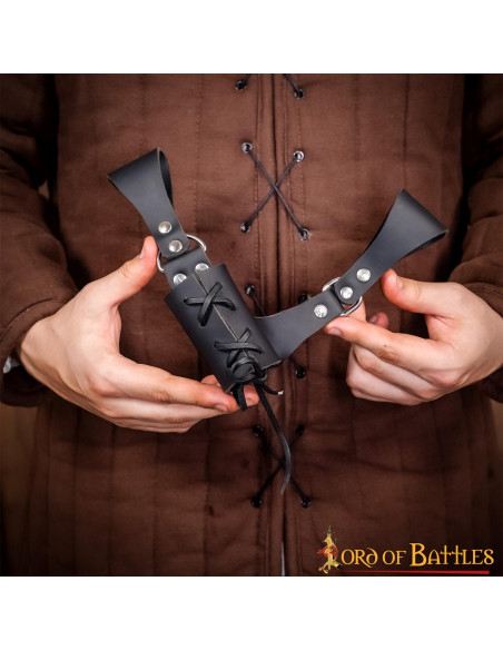 Medieval black leather baldric for...