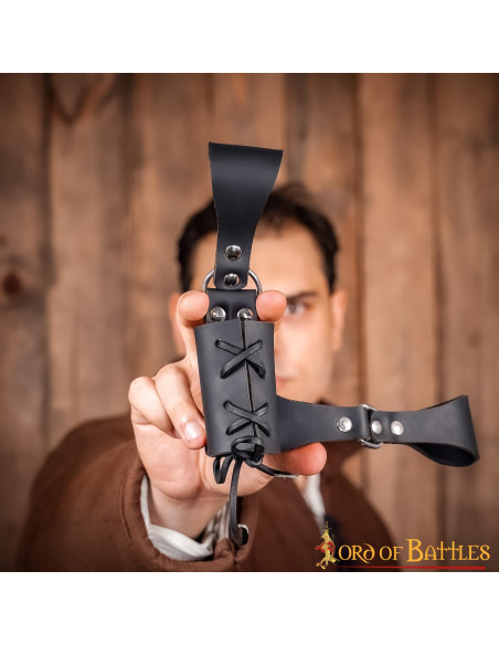 Medieval black leather baldric for...