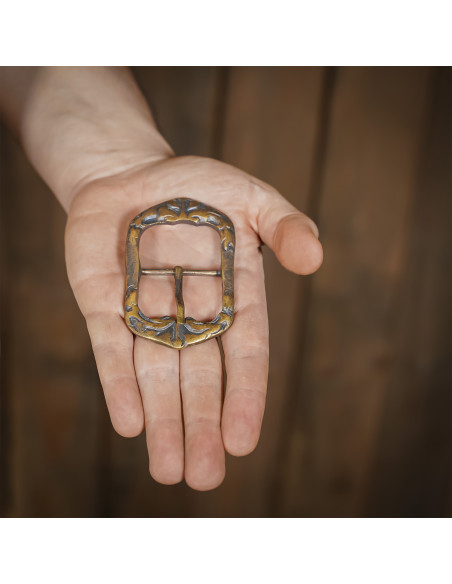Medieval buckle in antique brass...