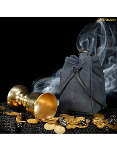 Medieval suede leather bag for recreations, various colors