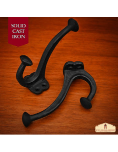 Set of 2 Cast Iron Wall Hooks, Blackened Finish 2