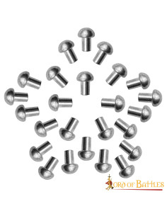 Pack of 100 mushroom head steel rivets for armor