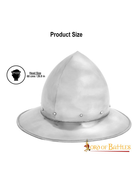 Medieval Kettle helmet in steel,...