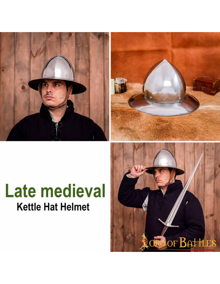 Medieval Kettle helmet in steel,...