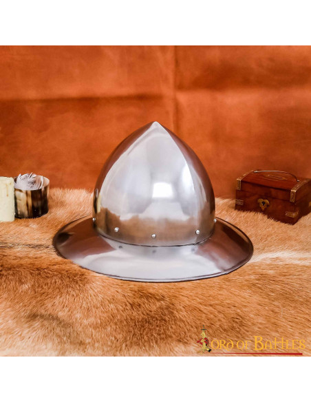 Medieval Kettle helmet in steel,...