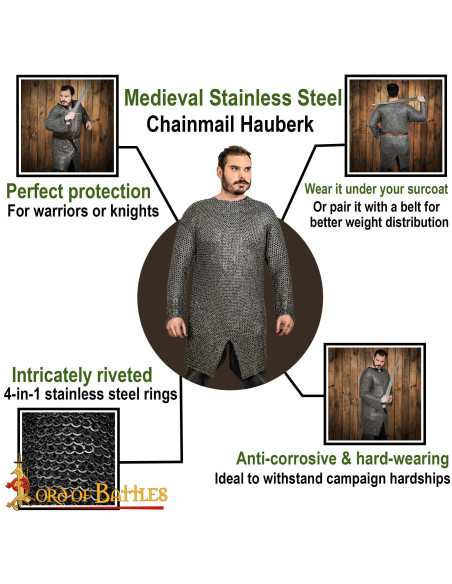 Stainless steel chain mail, riveted...