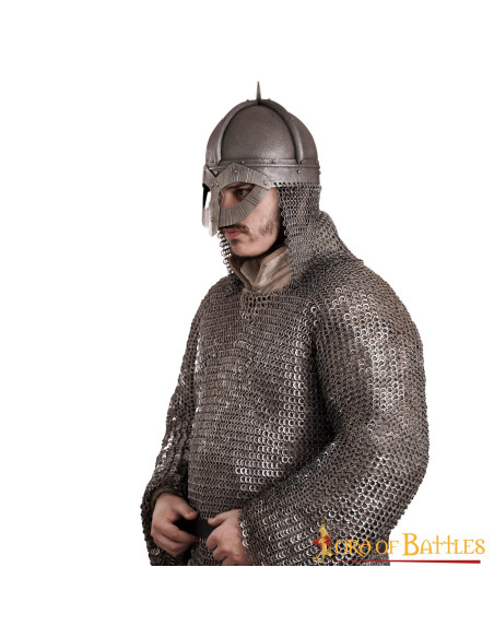 Viking steel helmet with leather...