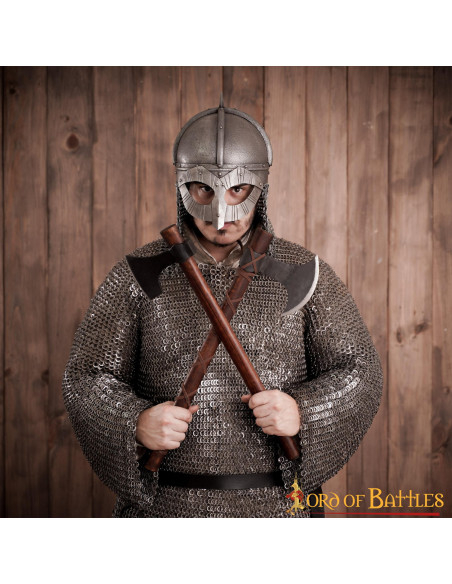 Viking steel helmet with leather...
