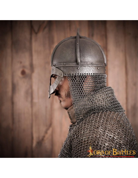 Viking steel helmet with leather...