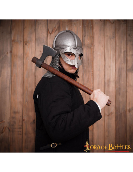 Viking steel helmet with leather...