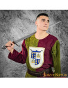 Two-tone medieval tabard, green-maroon