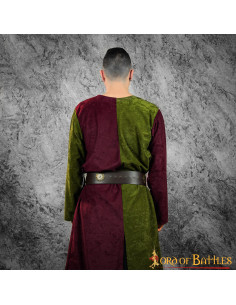 Two-tone medieval tabard, green-maroon 2