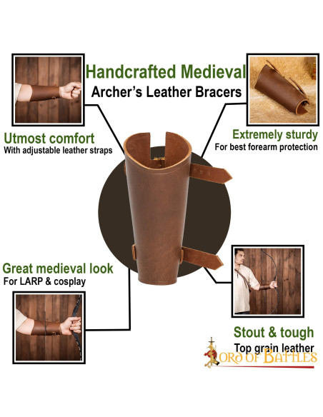 Medieval leather bracelet for archer,...