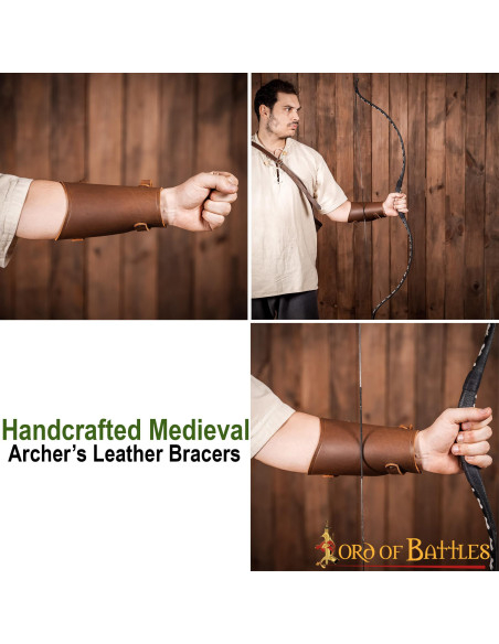 Medieval leather bracelet for archer,...
